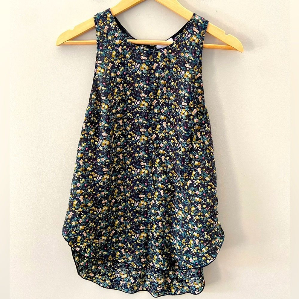 Silk Floral Sleeveless Women's Top